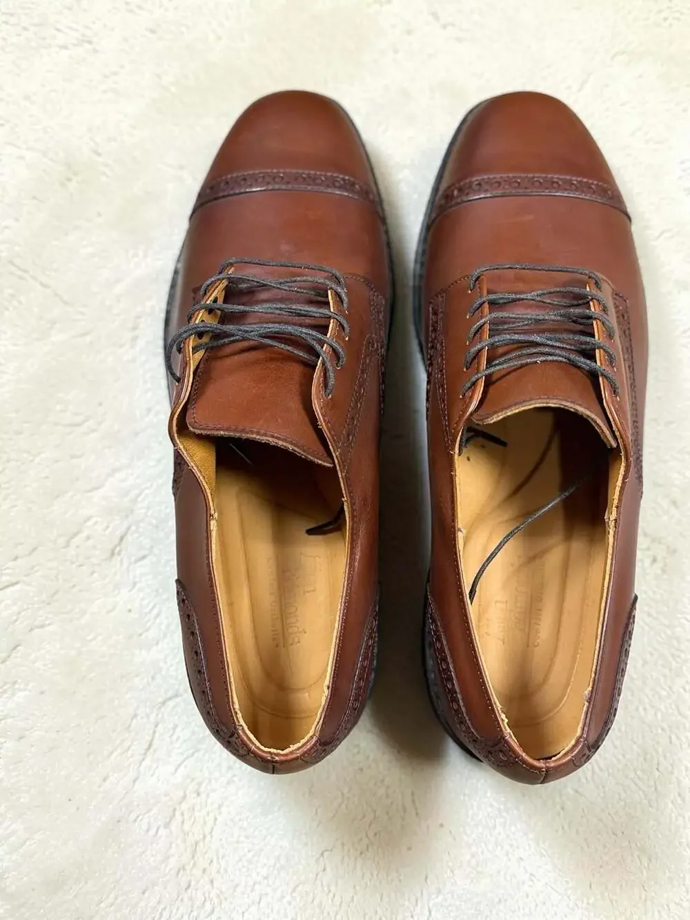 Allen Edmonds Benton Orthotic Cognac Brown Cap Toe Oxford Dress Shoes 9 D NEW